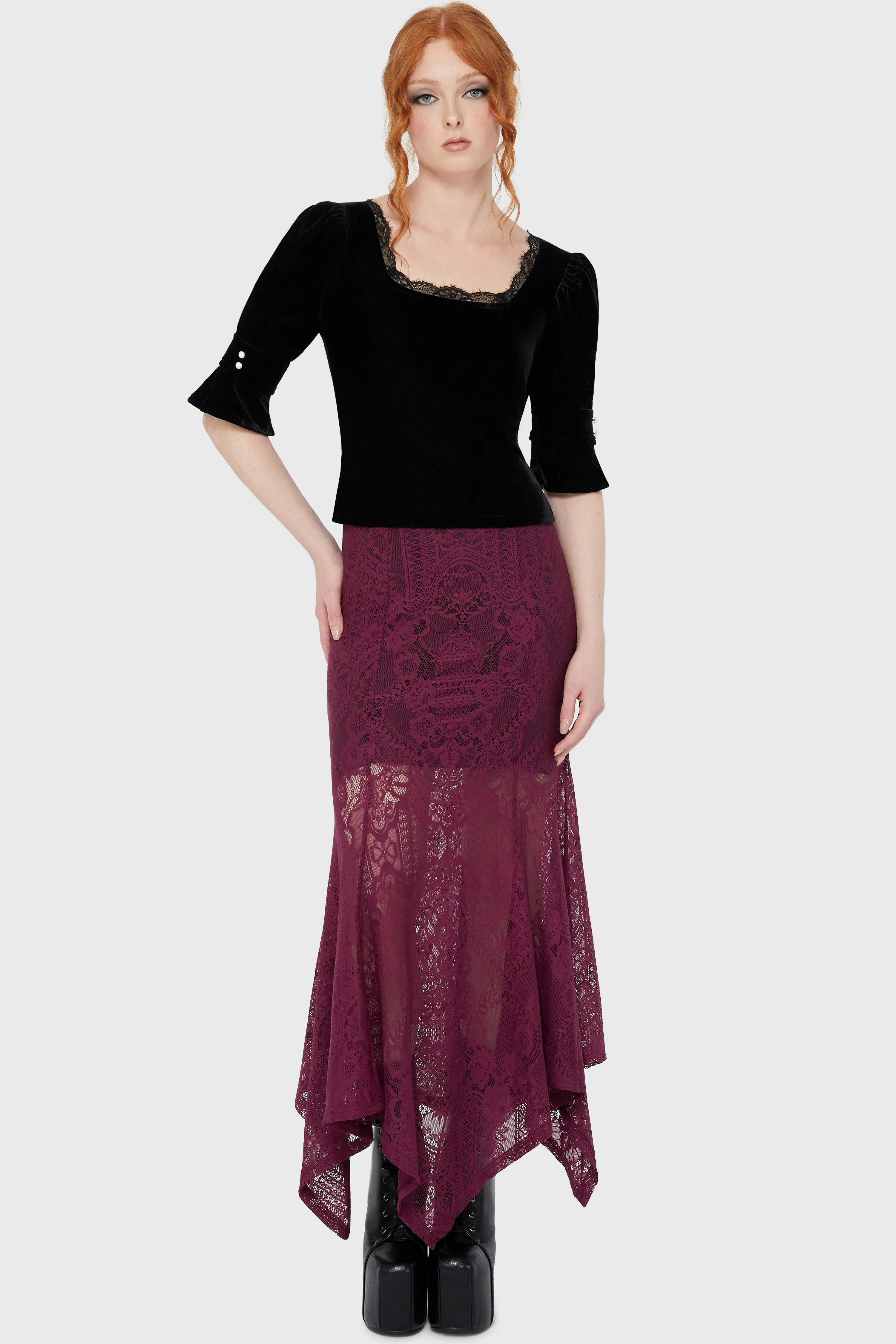 Belladonna Lace Maxi Skirt [Plum]