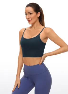 CRZ YOGA Women's Yoga Light Support Longline Bra Adjustable Straps True Navy