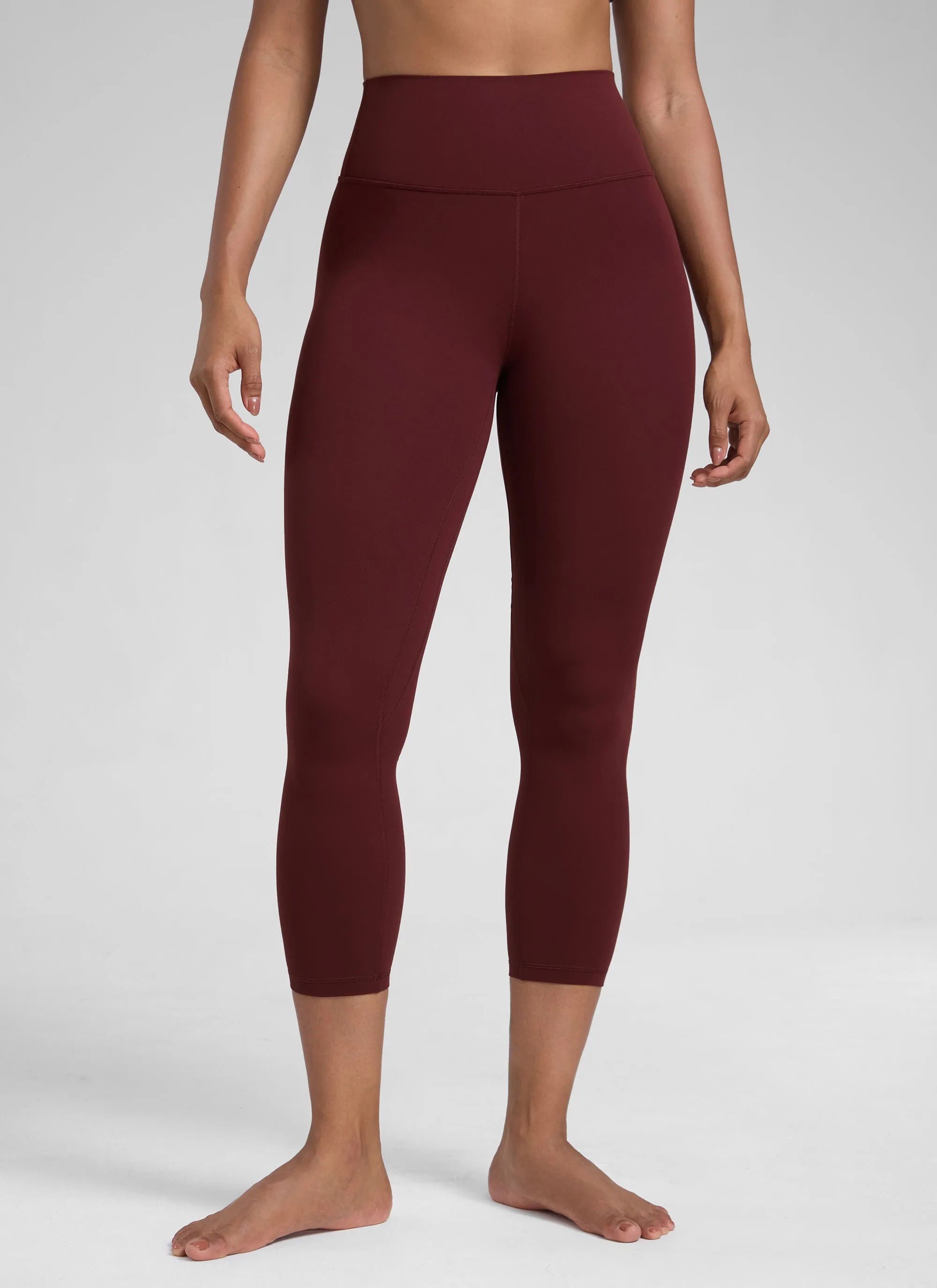 CRZ YOGA Women's High Waisted Capris Workout Leggings 23" Red Merlot