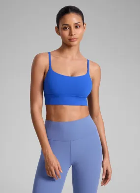CRZ YOGA Women's Butterlift Yoga Longline Built in Bra Sports Bra Royal