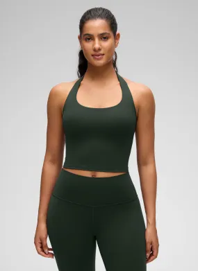 CRZ YOGA Womens Butterluxe Halter Longline Sports Bra Crop Tank Tops Legend Green