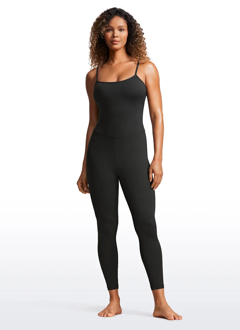 CRZ YOGA Women's Yoga Tight Fit Jumpsuits Build-in Bra Bodysuits Black