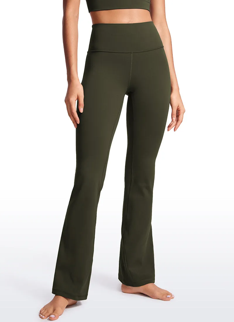 Butterluxe High Waist Flare Wide Leg Bootcut Pockets Leggings 31" Olive Green