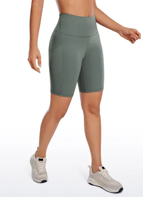 CRZ YOGA Women's Yoga High Rise Biker Butterluxe Pockets Shorts 8'' Grey Sage