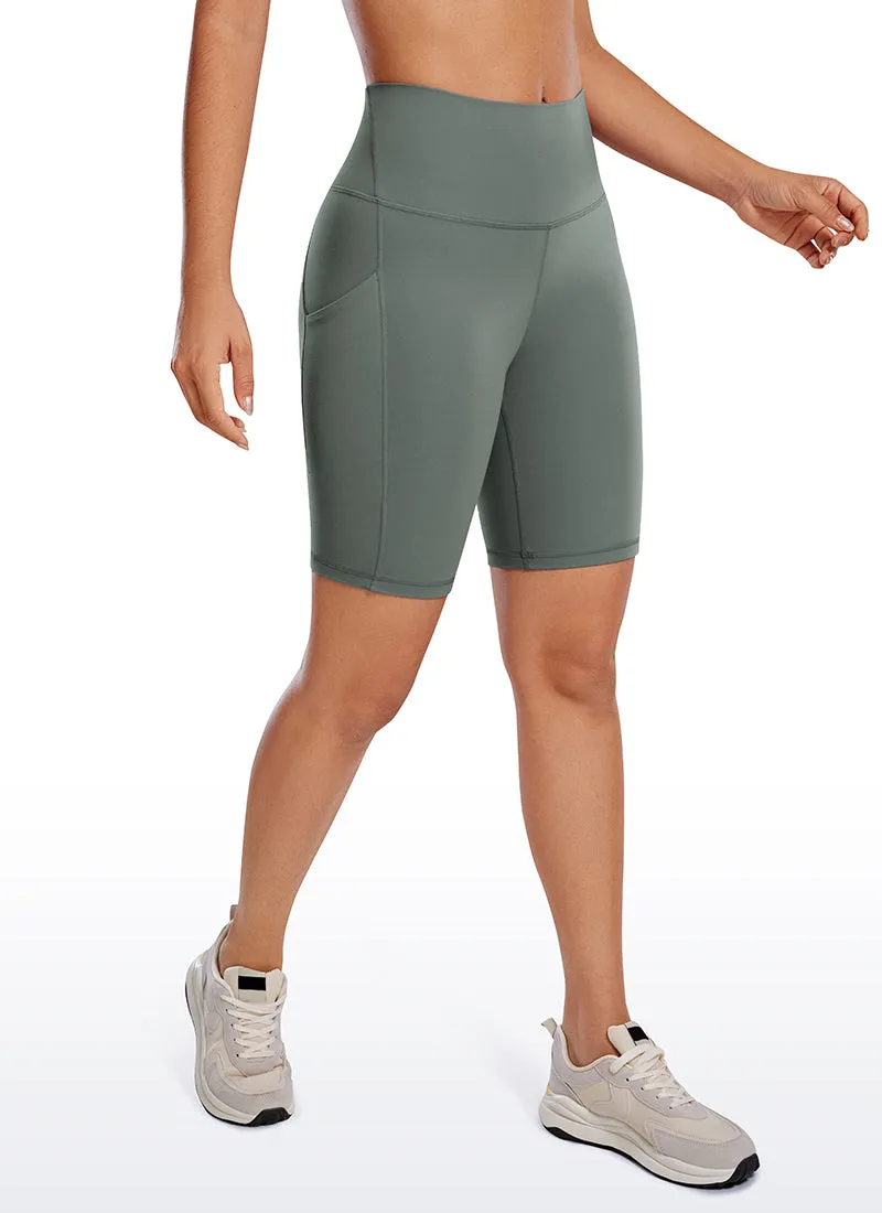 CRZ YOGA Women's Yoga High Rise Biker Butterluxe Pockets Shorts 8'' Grey Sage