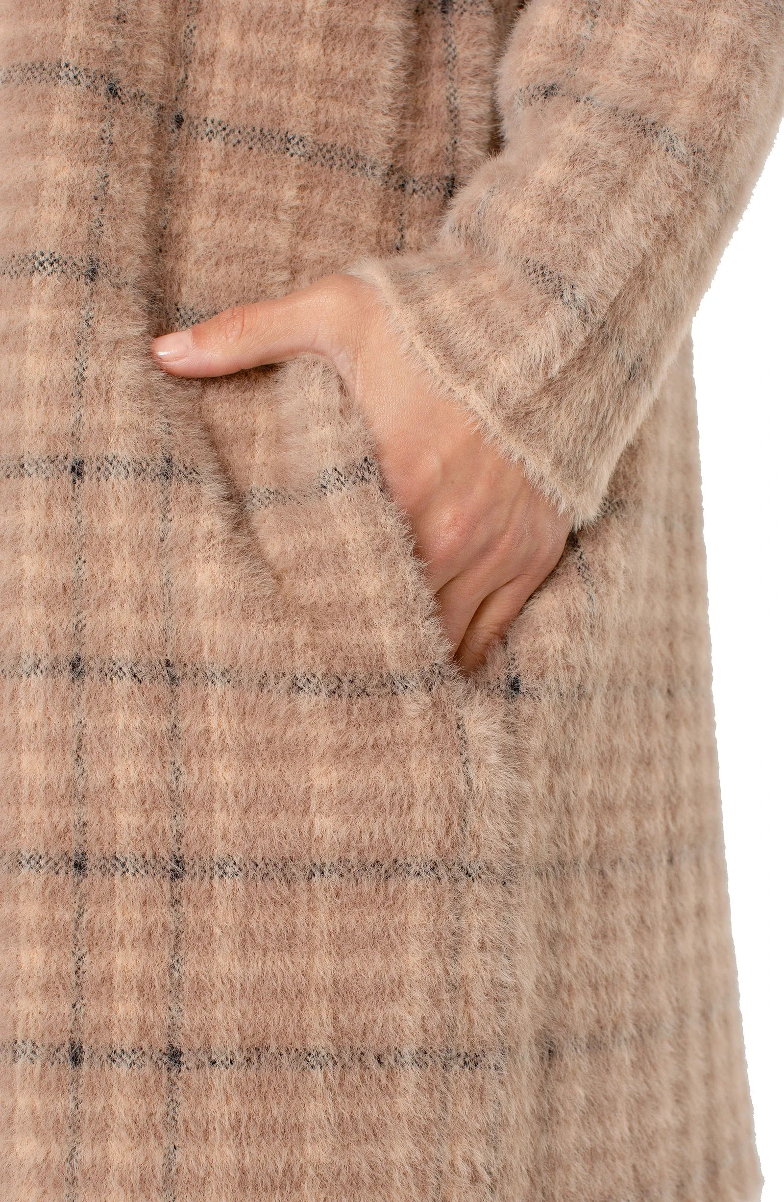 Camel Plaid Sweater Coat