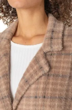 Camel Plaid Sweater Coat