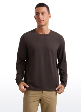 CRZ YOGA Men's Casual Classic Fit Crewneck Sweatshirts Long Sleeves Hot Fudge Brown