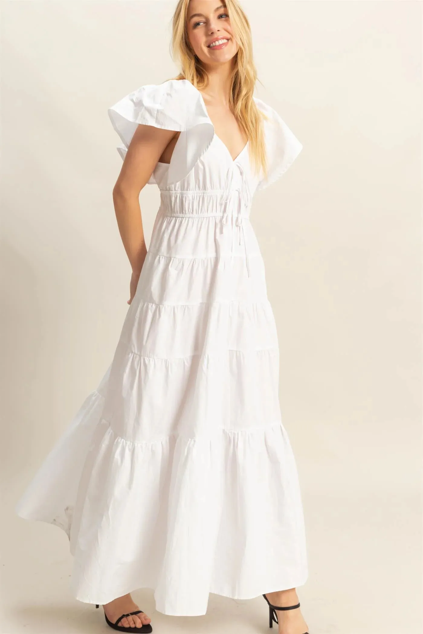 Cotton Poplin Tiered Maxi Dress