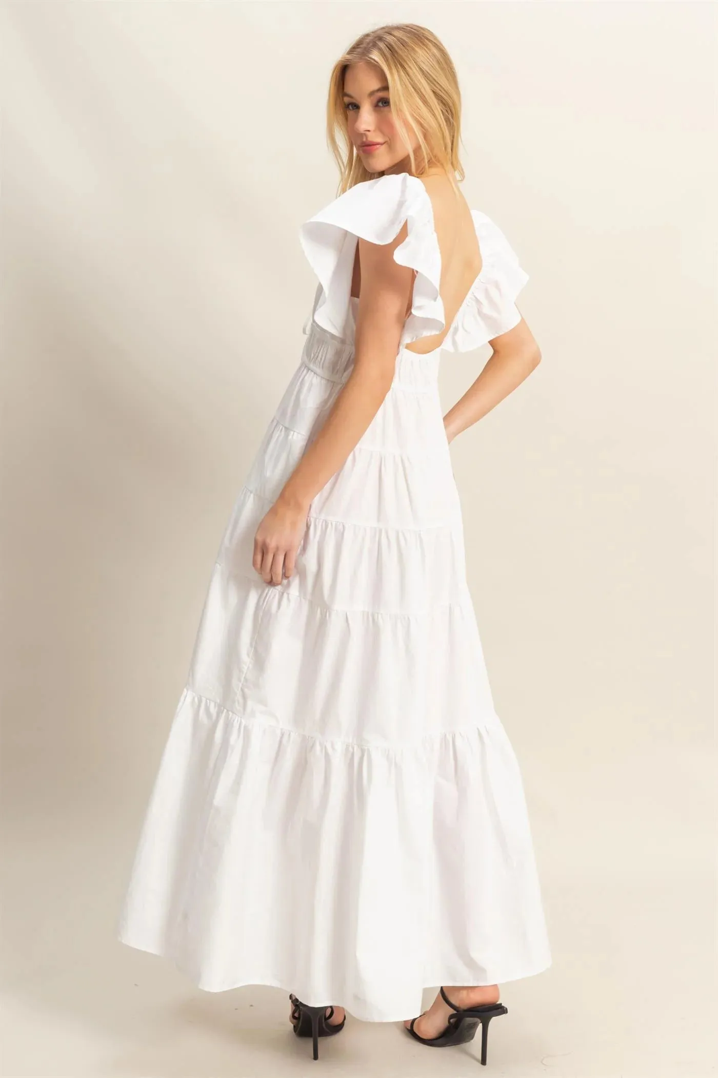 Cotton Poplin Tiered Maxi Dress