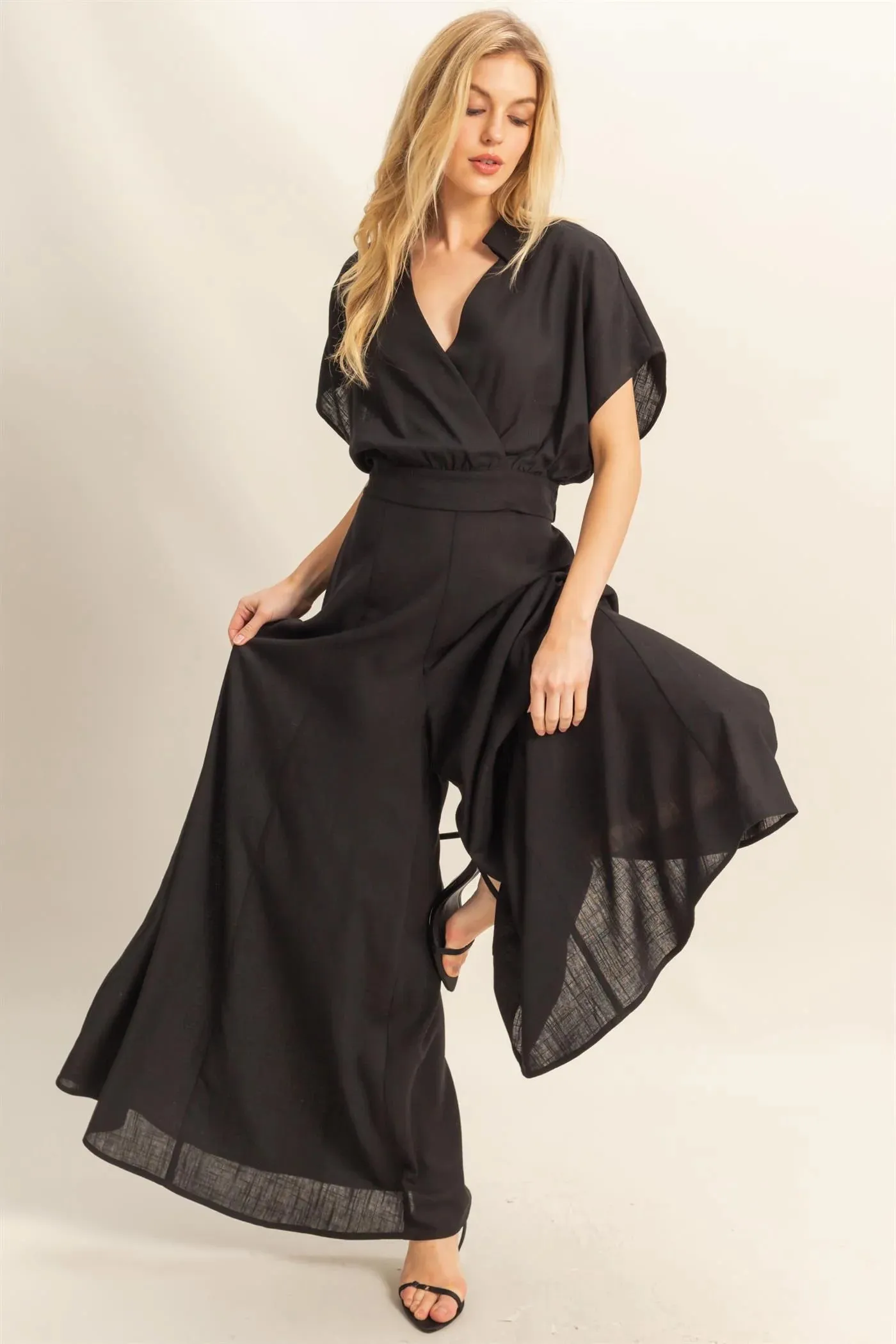 Cotton Surplice Top and Palazzo Pants Set