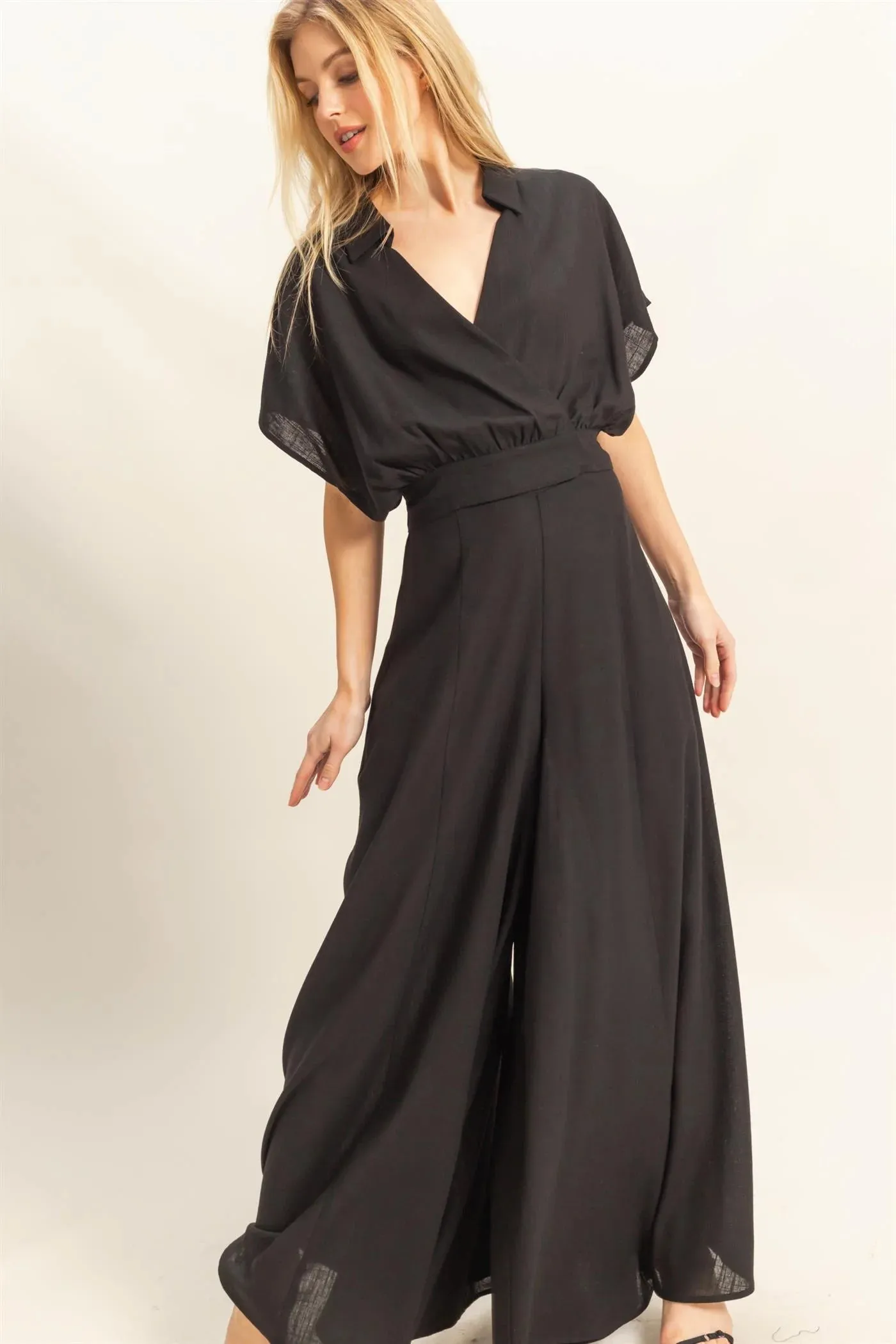 Cotton Surplice Top and Palazzo Pants Set