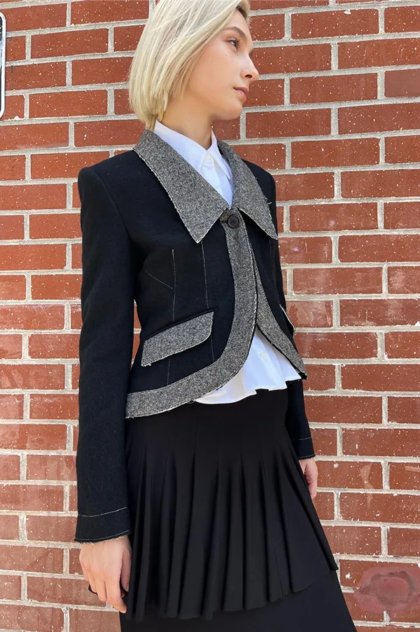 Davina Stretch Tweed Jacket in Black (Sold Out)