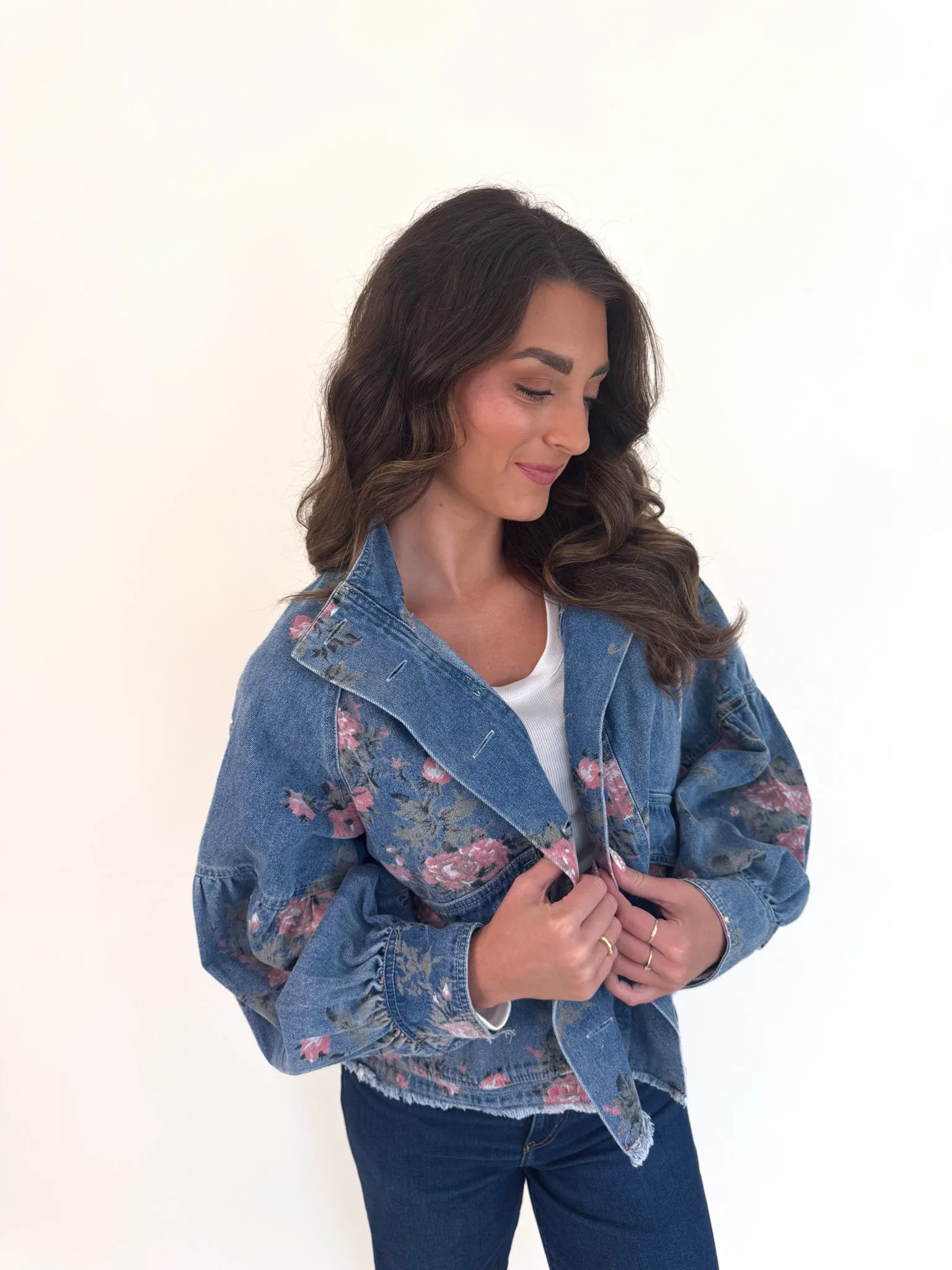 Denim Blossom Floral Jacket
