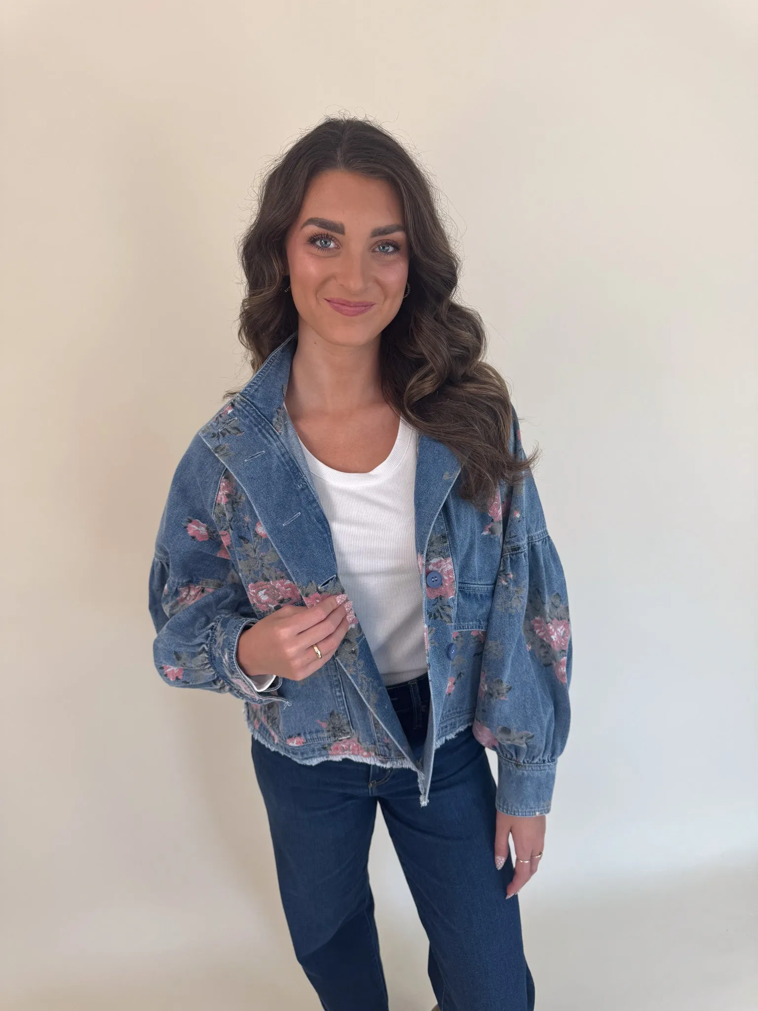Denim Blossom Floral Jacket