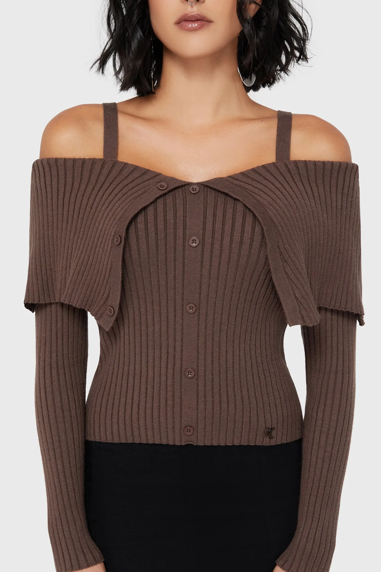 Dusk Empress Knit Top [Brown]