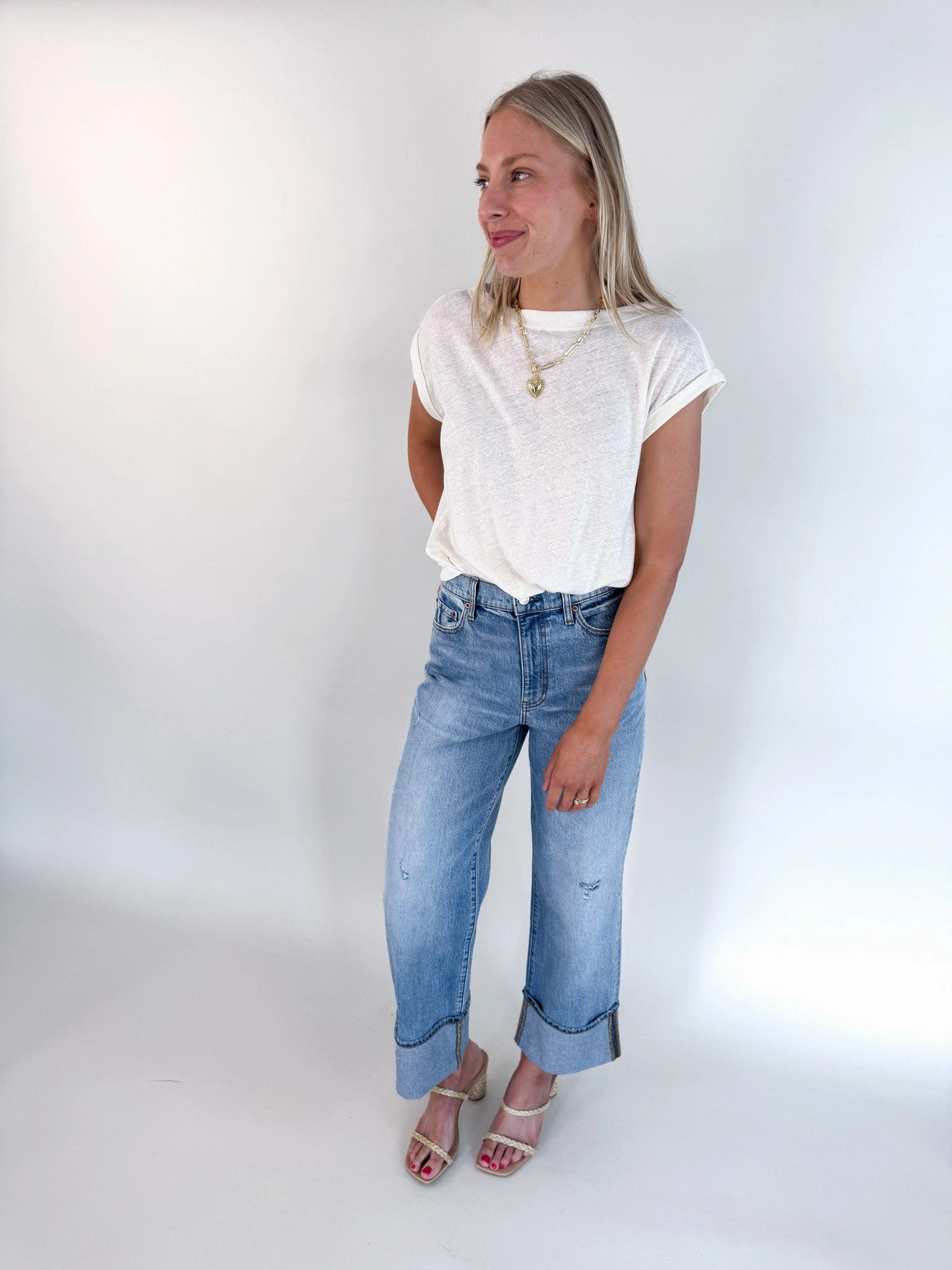 Eastside Wide Leg Cuff Denim - Be Mine