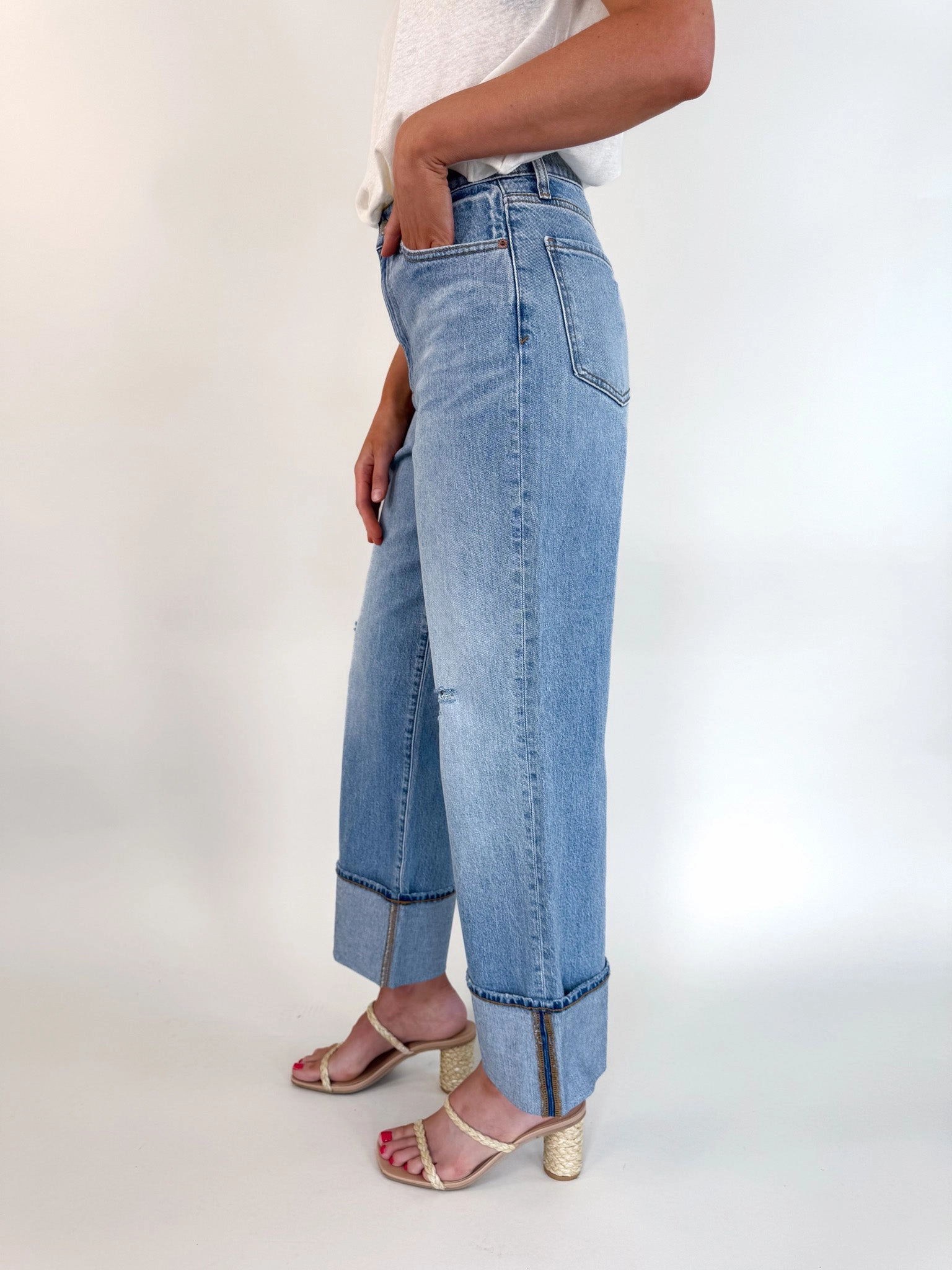 Eastside Wide Leg Cuff Denim - Be Mine