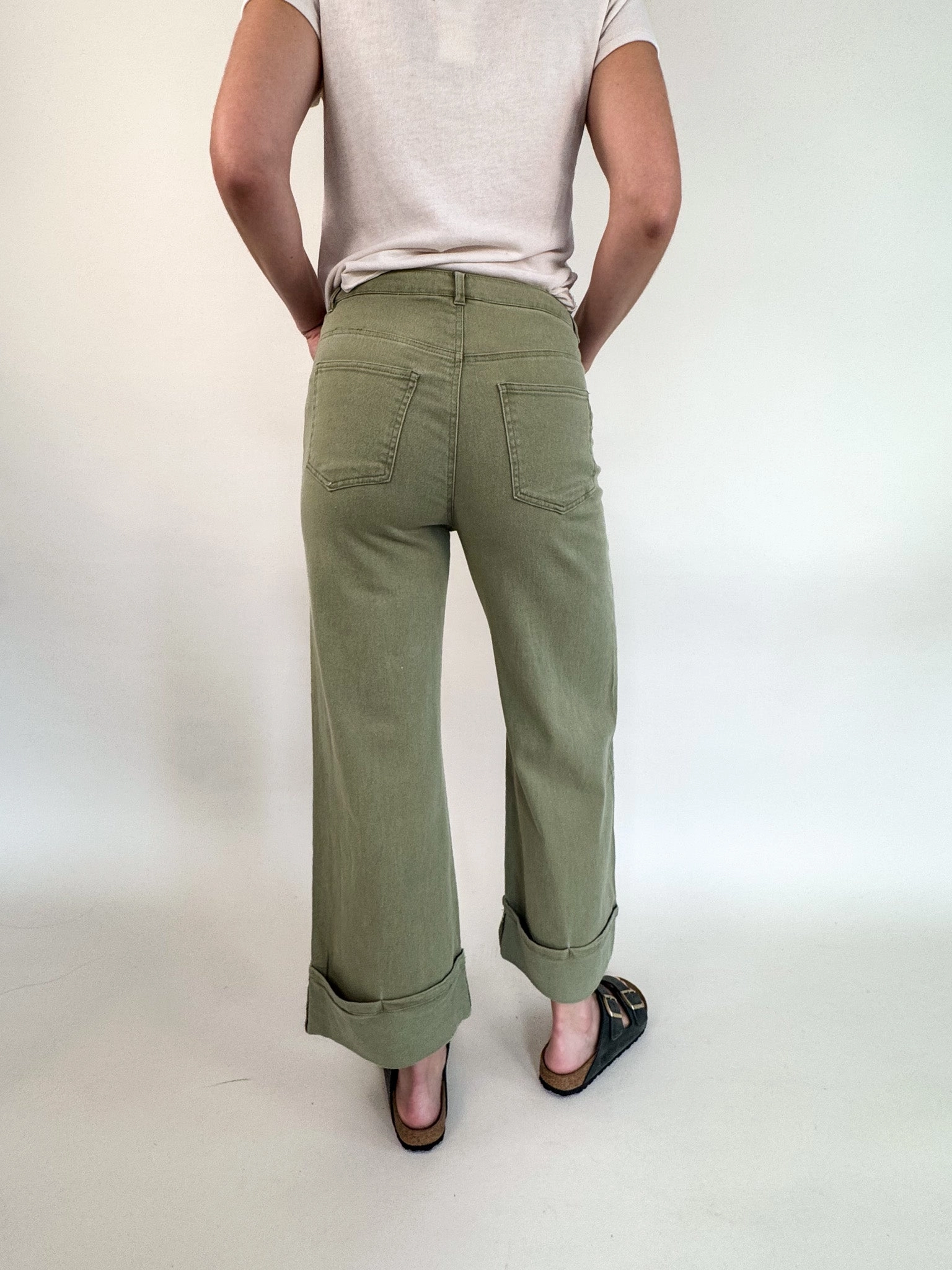 Ella Olive Wide Leg Drop Pant