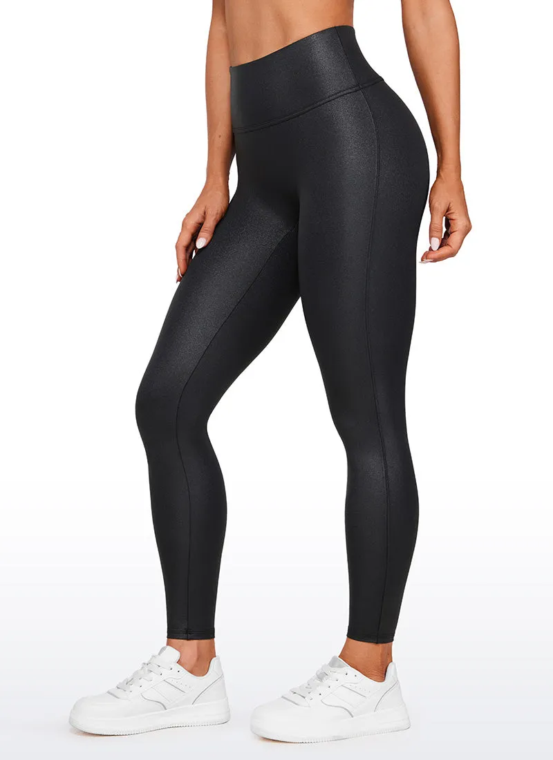 CRZ YOGA Women Butterluxe Matte Faux Leather No Front Seam Leggings 28'' Black Classic