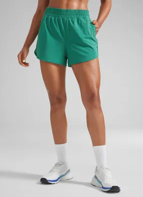 CRZ YOGA Women's Running High Waisted Mesh Lined Shorts 3'' Cascadia Green