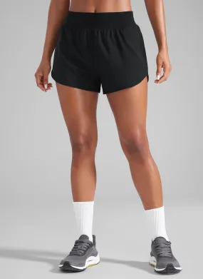 CRZ YOGA Women's Feathery-Fit Soft Mid Waisted Shorts 3?? with Pockets Liner Black