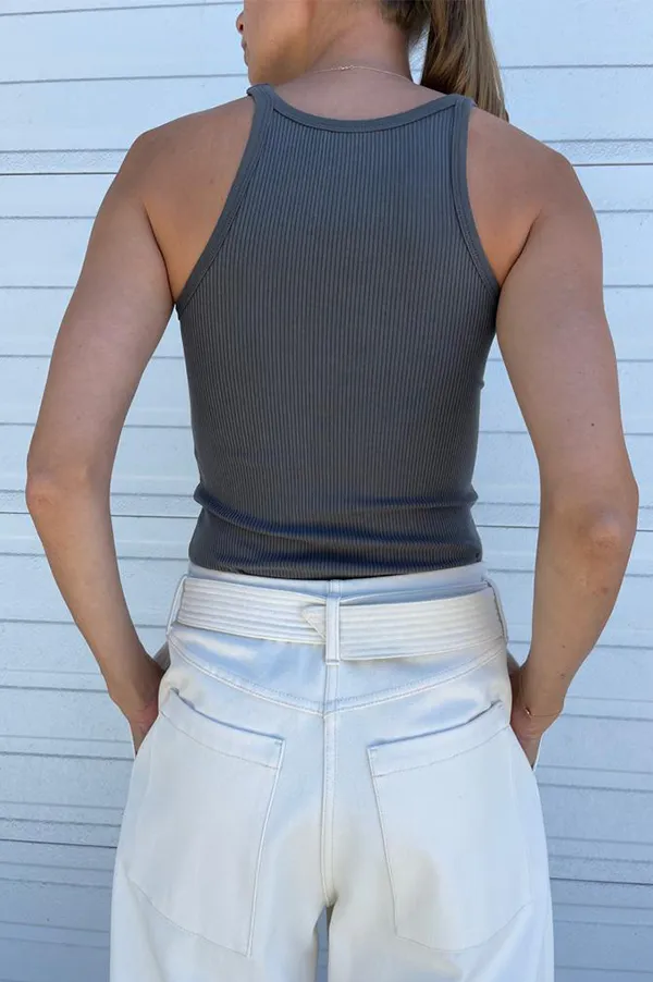 Gunmetal Vintage Ribbed Tank