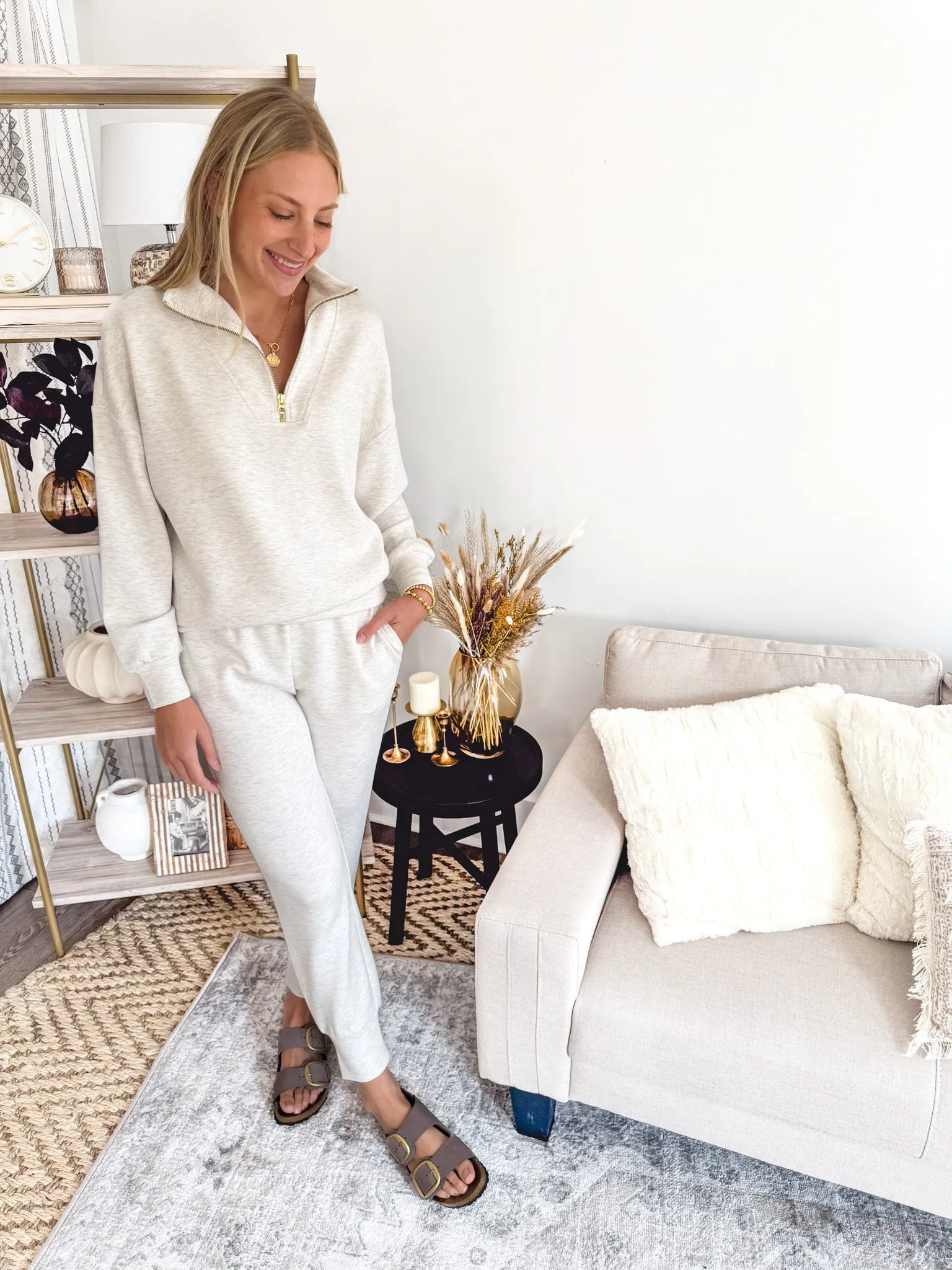 Hawley Half Zip Sweater - Ivory Marl