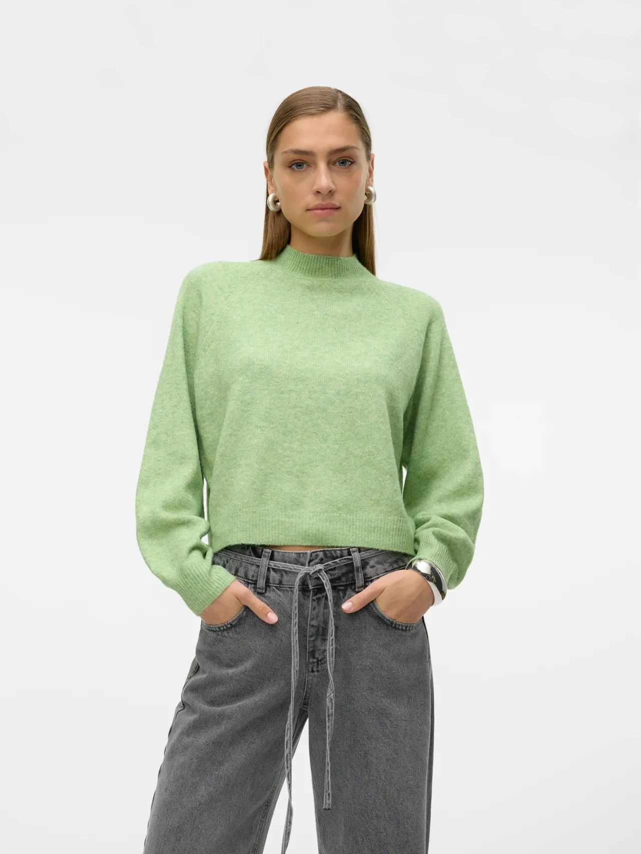 High Neck Balloon Sleeves Sweater