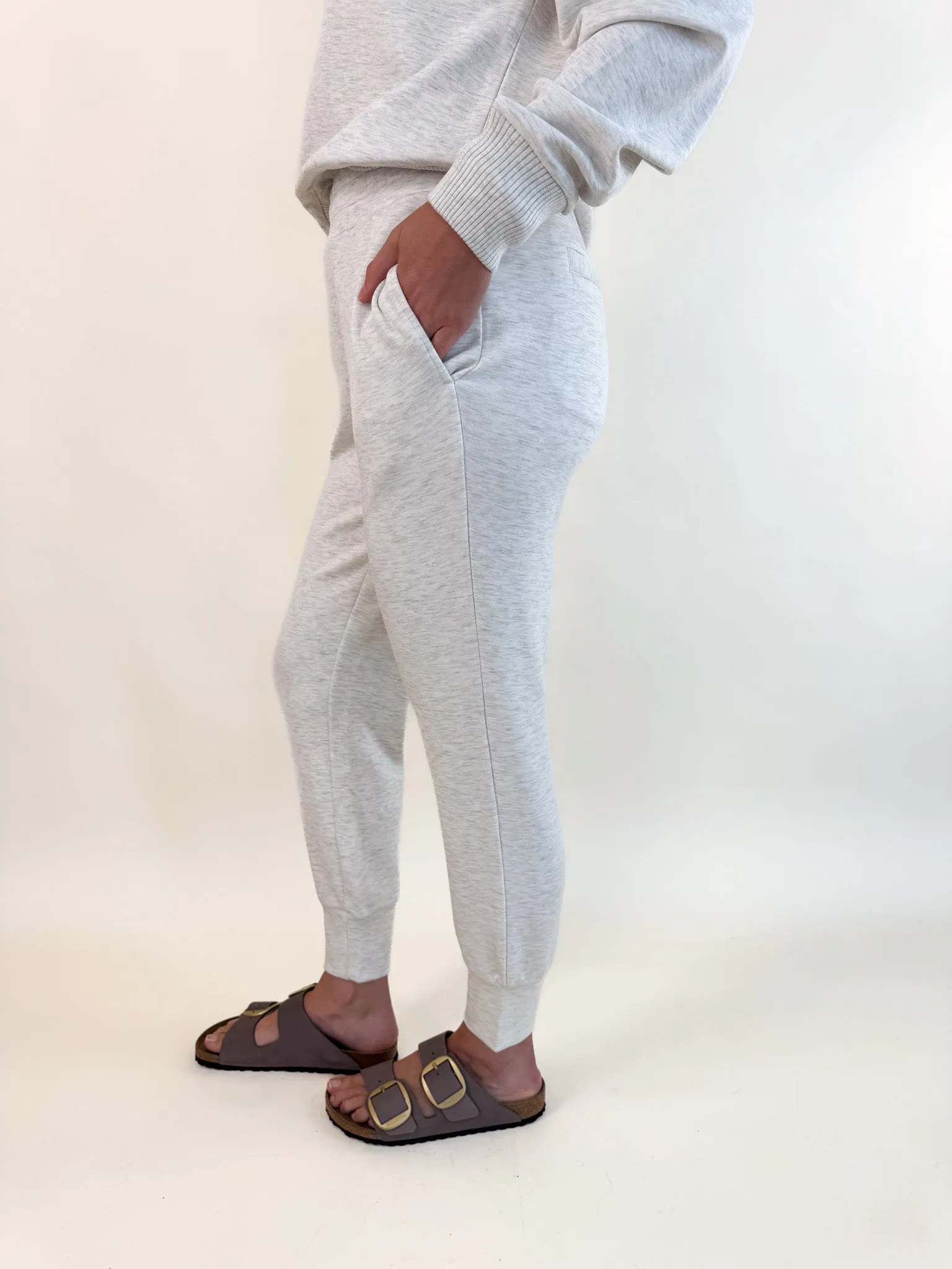 Ivory Marl Slim Cuff Pant 27.5"