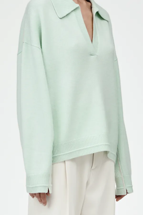 Jersey Collar Sweater in Sea Glass (Sold Out)