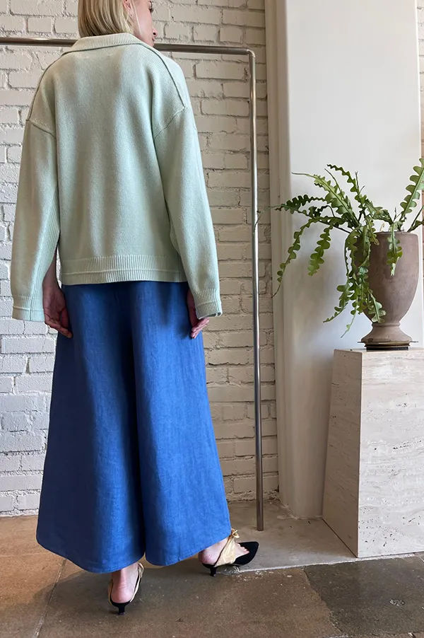 Jersey Collar Sweater in Sea Glass (Sold Out)