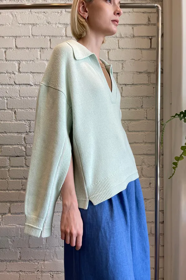 Jersey Collar Sweater in Sea Glass (Sold Out)