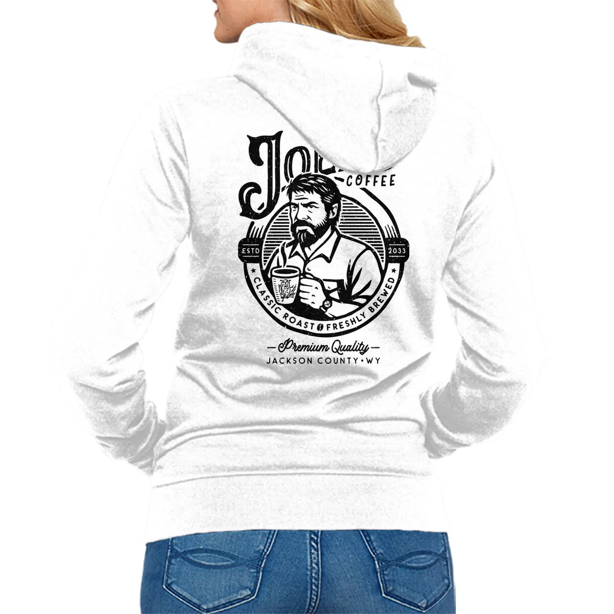 Joel's Coffee ribbon accents Elastic