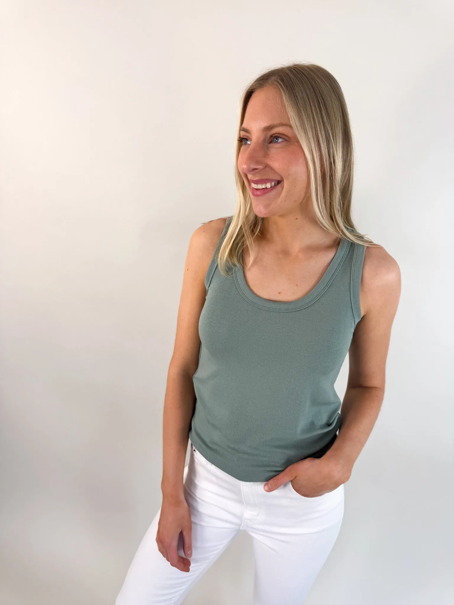Josie Ribbed Round Neck Tank