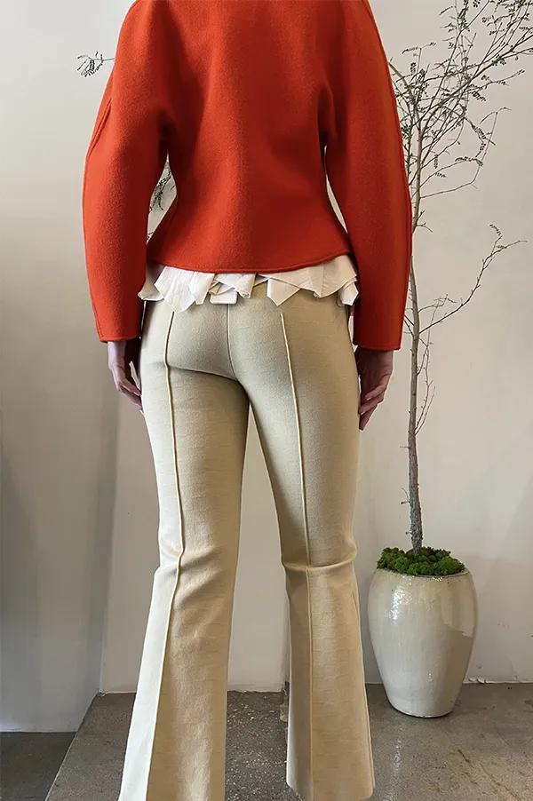 Kick Stretch-Cotton Pants in Subtle Jacquard Light Khaki