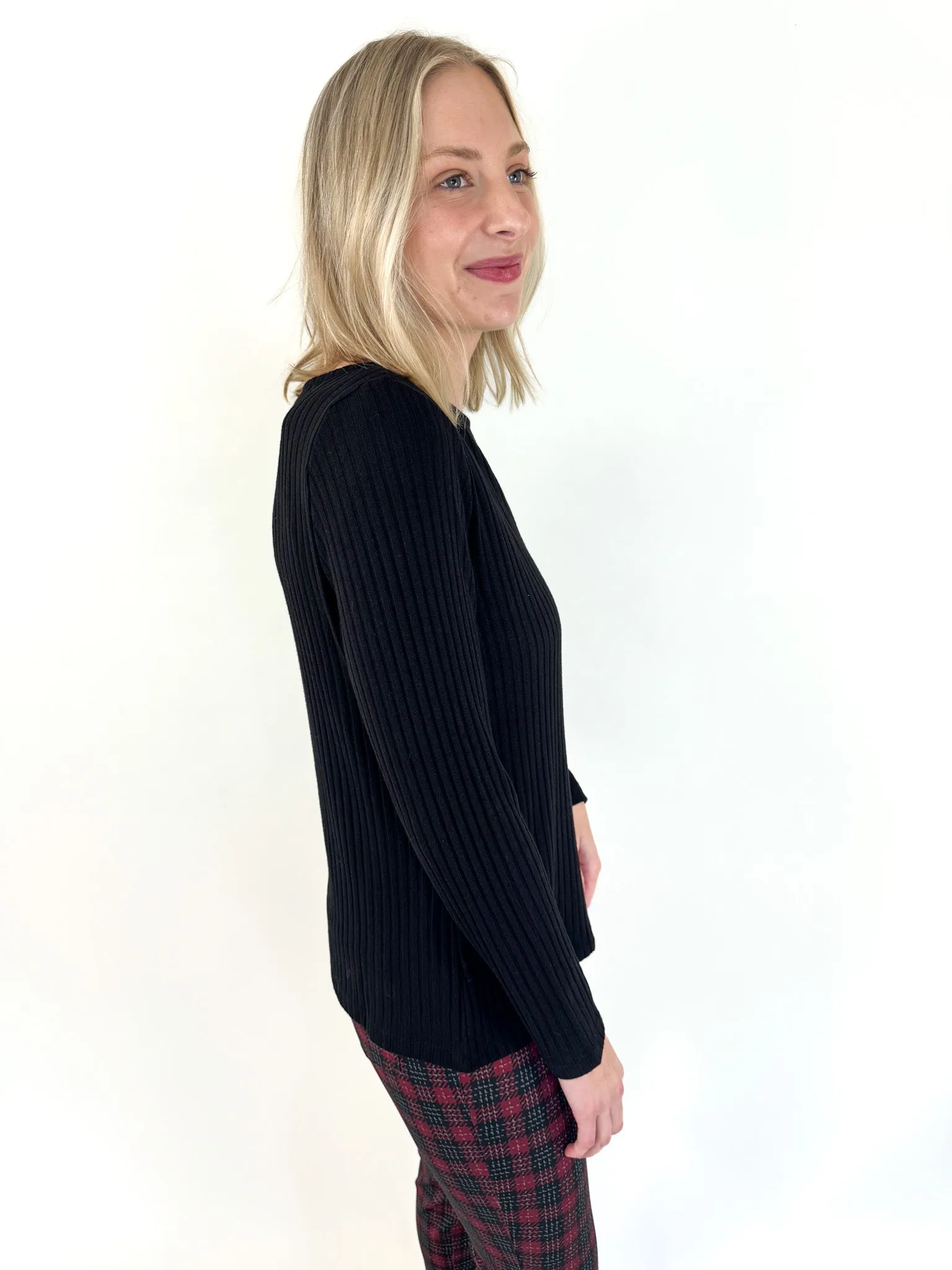 Kristin Black Boat Neck Long Sleeve