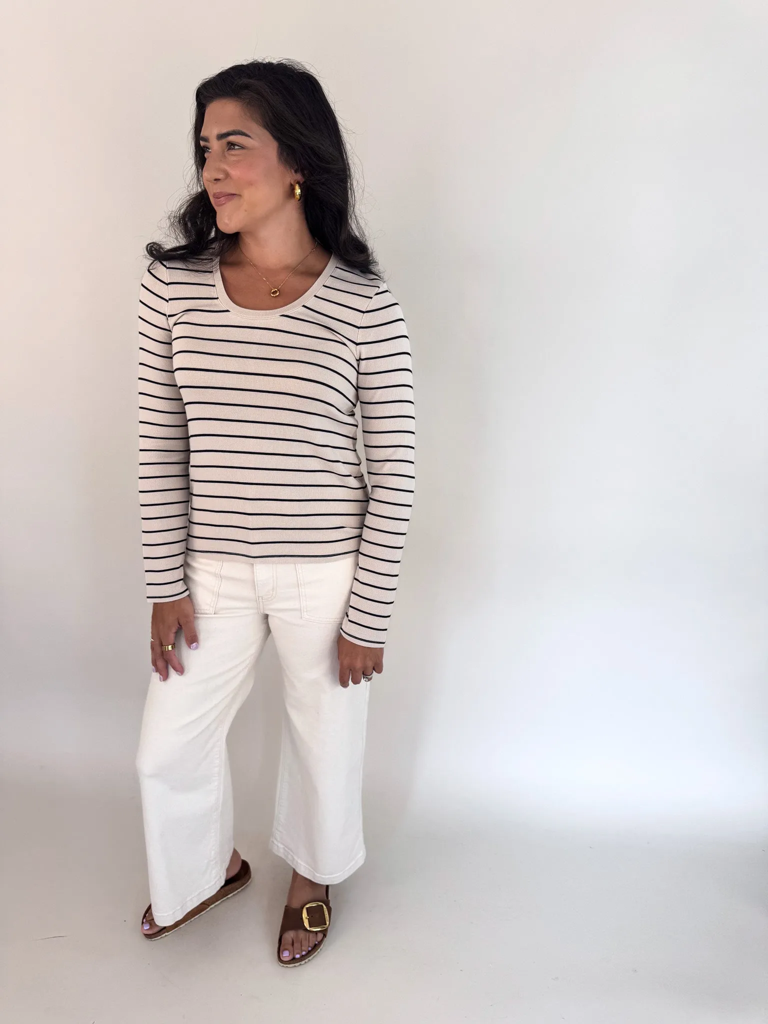 Lauren Long Sleeve- Birch Stripe