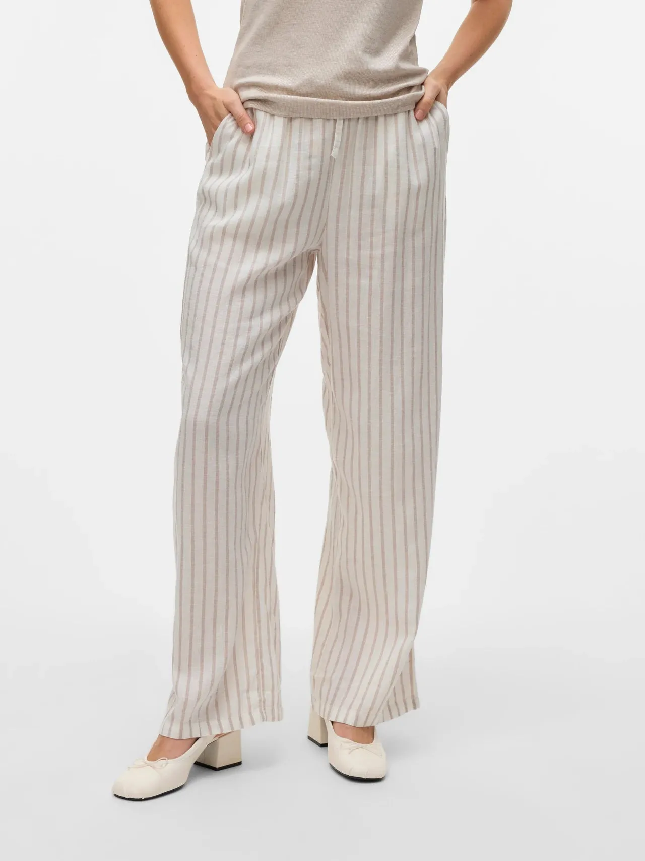 Linen Mid Waist Pants