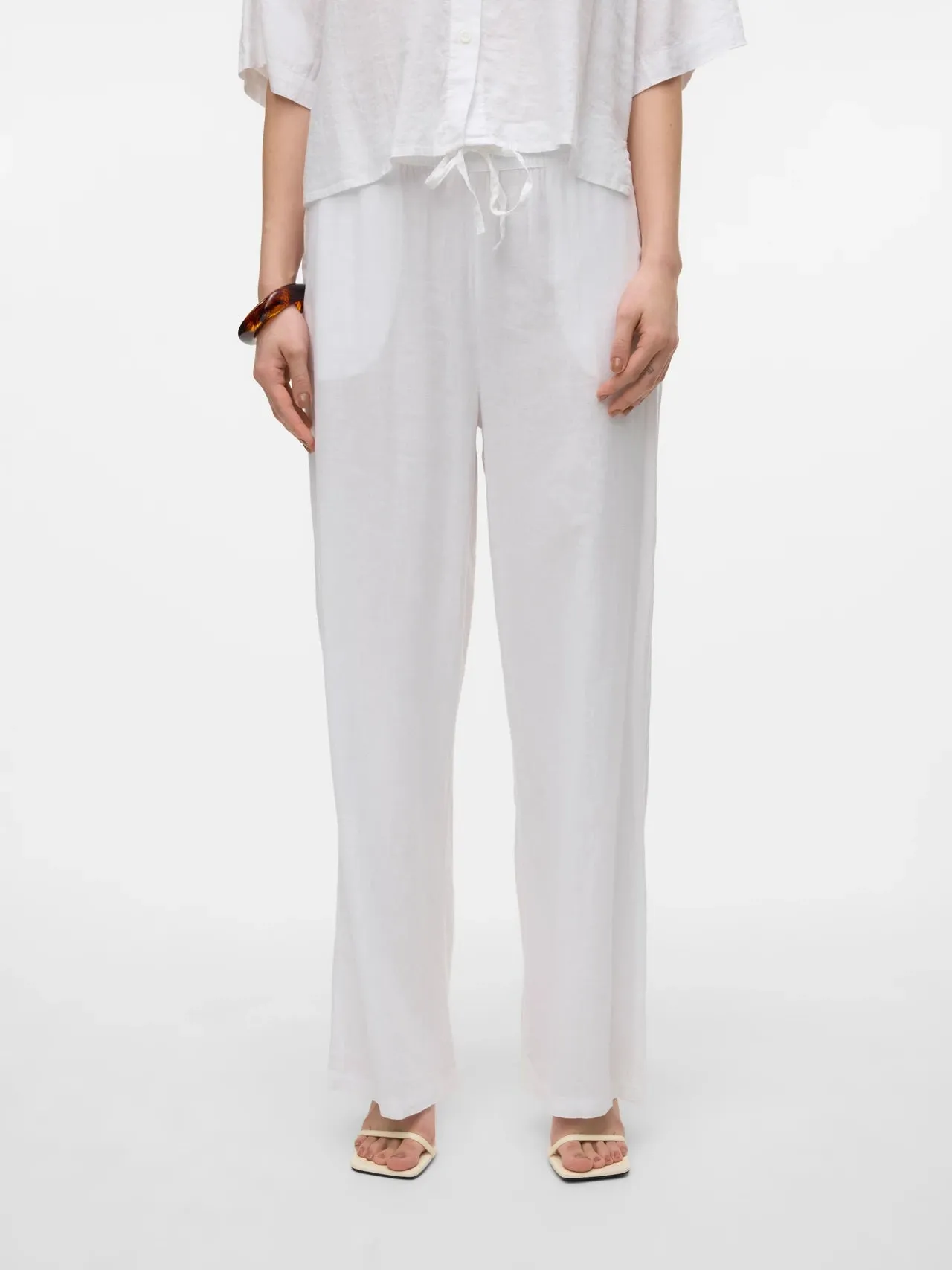Linen Mid Waist Pants