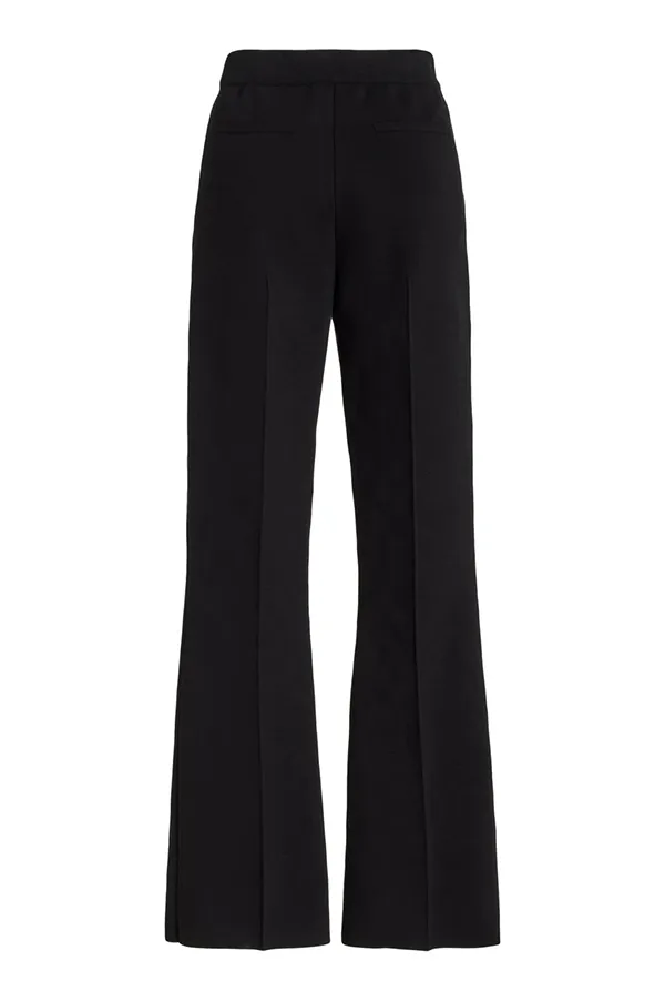 Long Kick Stretch-Cotton Pants in Subtle Jacquard Black
