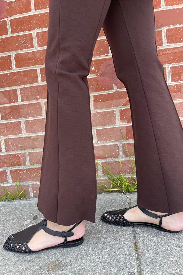 Long Kick Stretch-Cotton Pants in Subtle Jacquard Chocolate (Sold Out)