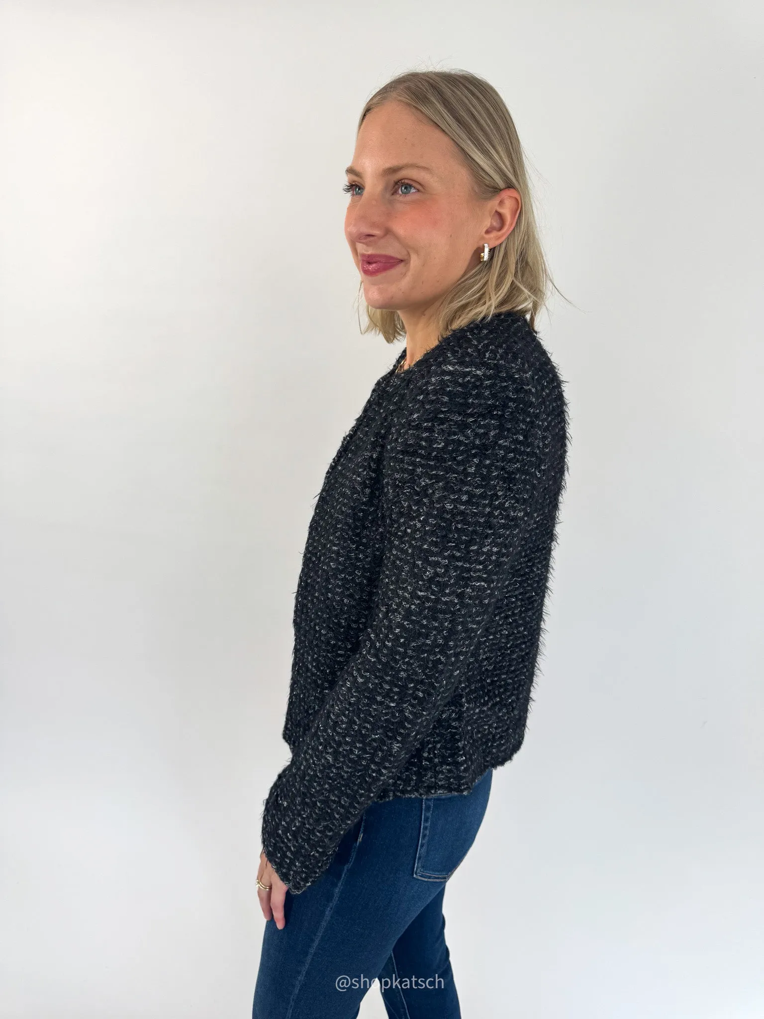 Mariah Black & Silver Elevated Cardigan