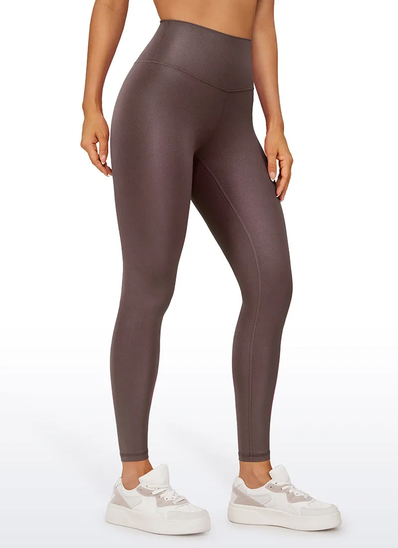 CRZ YOGA Women Butterluxe Matte Faux Leather Leggings 28' Taupe Classic Pattern