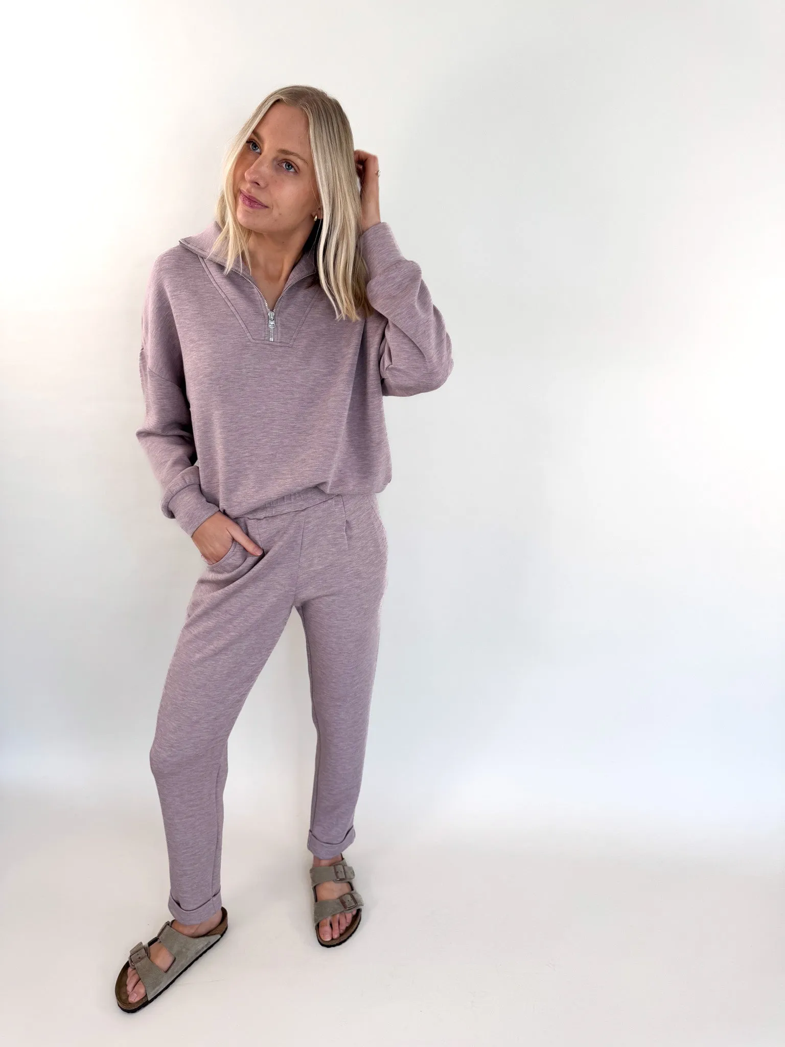 Mauve Marl Rolled Cuff Bottom 28.5"