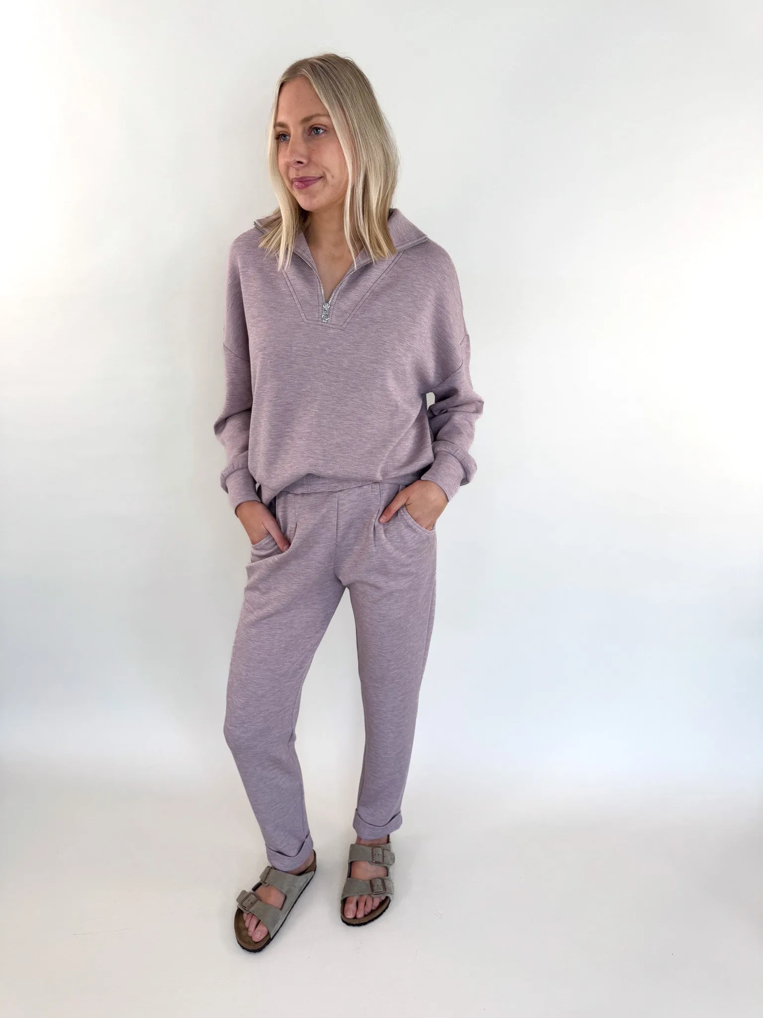 Mauve Marl Rolled Cuff Bottom 28.5"