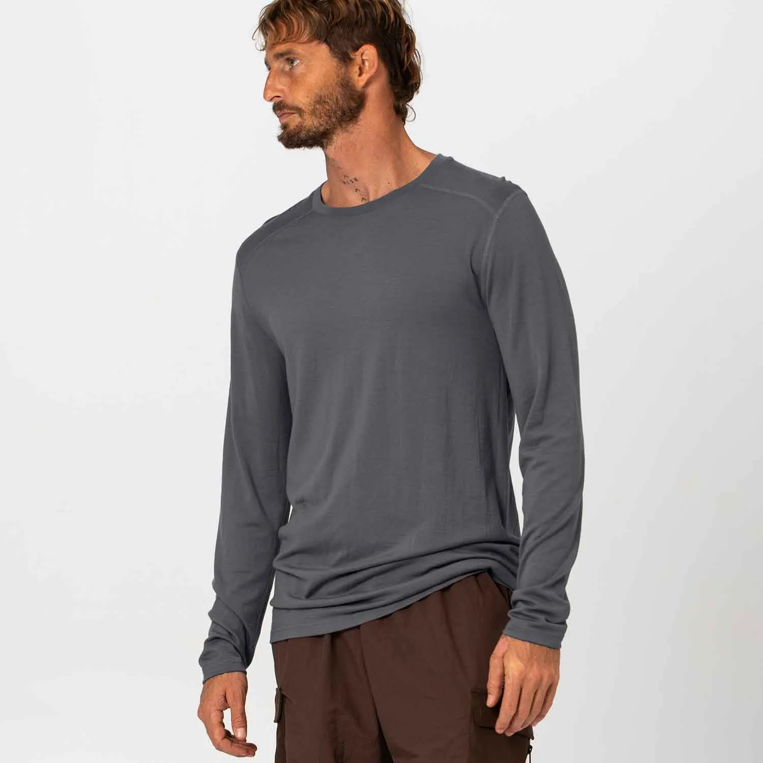 Mens Merino LS Base Layer Ash