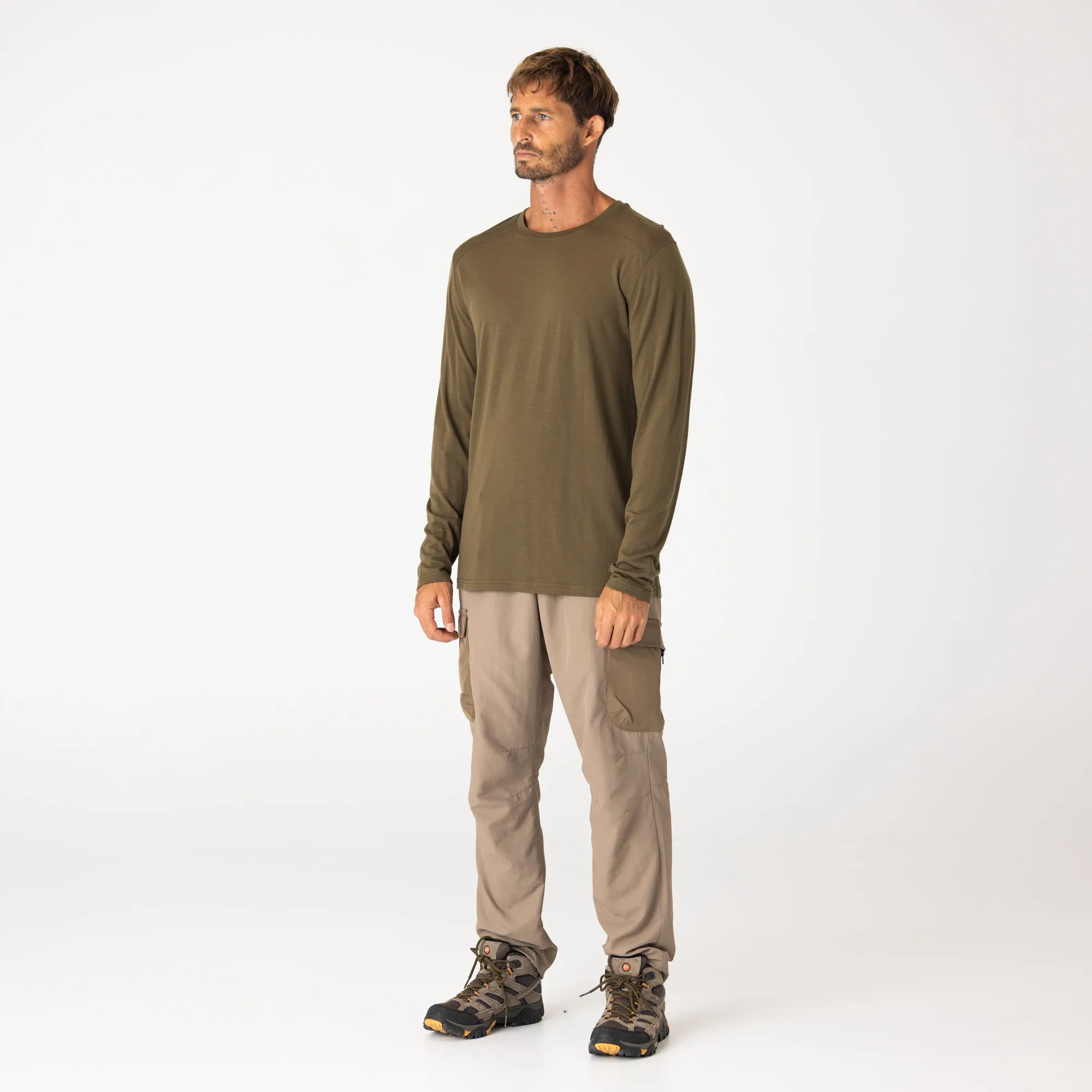 Mens Merino LS Base Layer Olive
