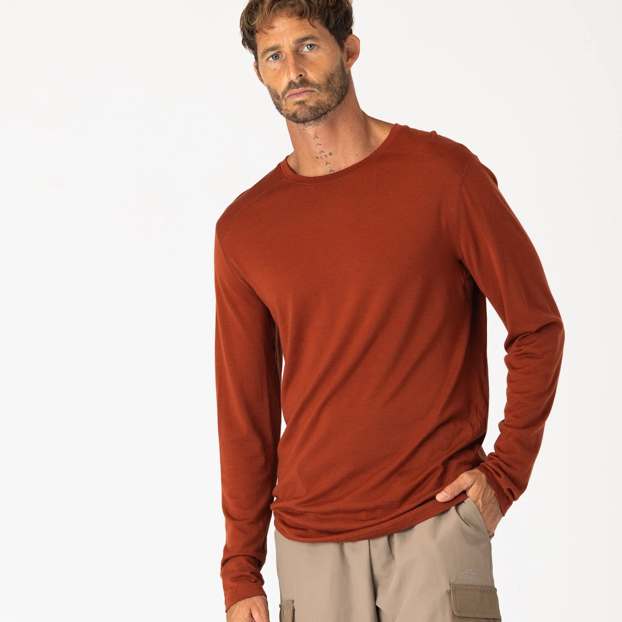 Mens Merino LS Base Layer Tannin