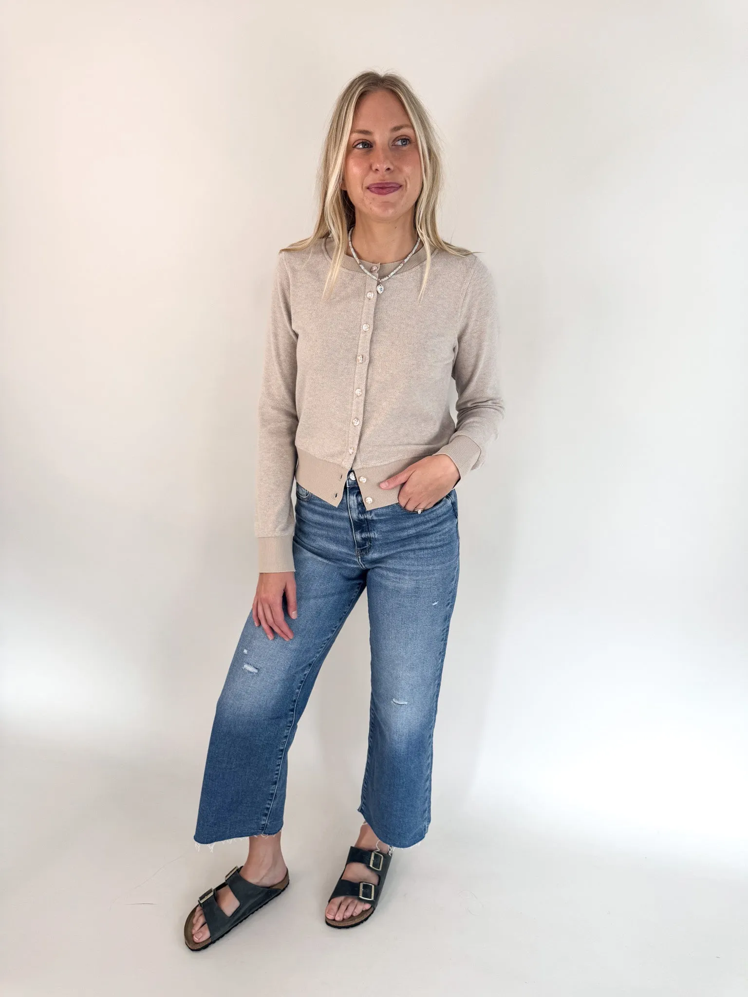 Monica Cardigan Heather Stucco